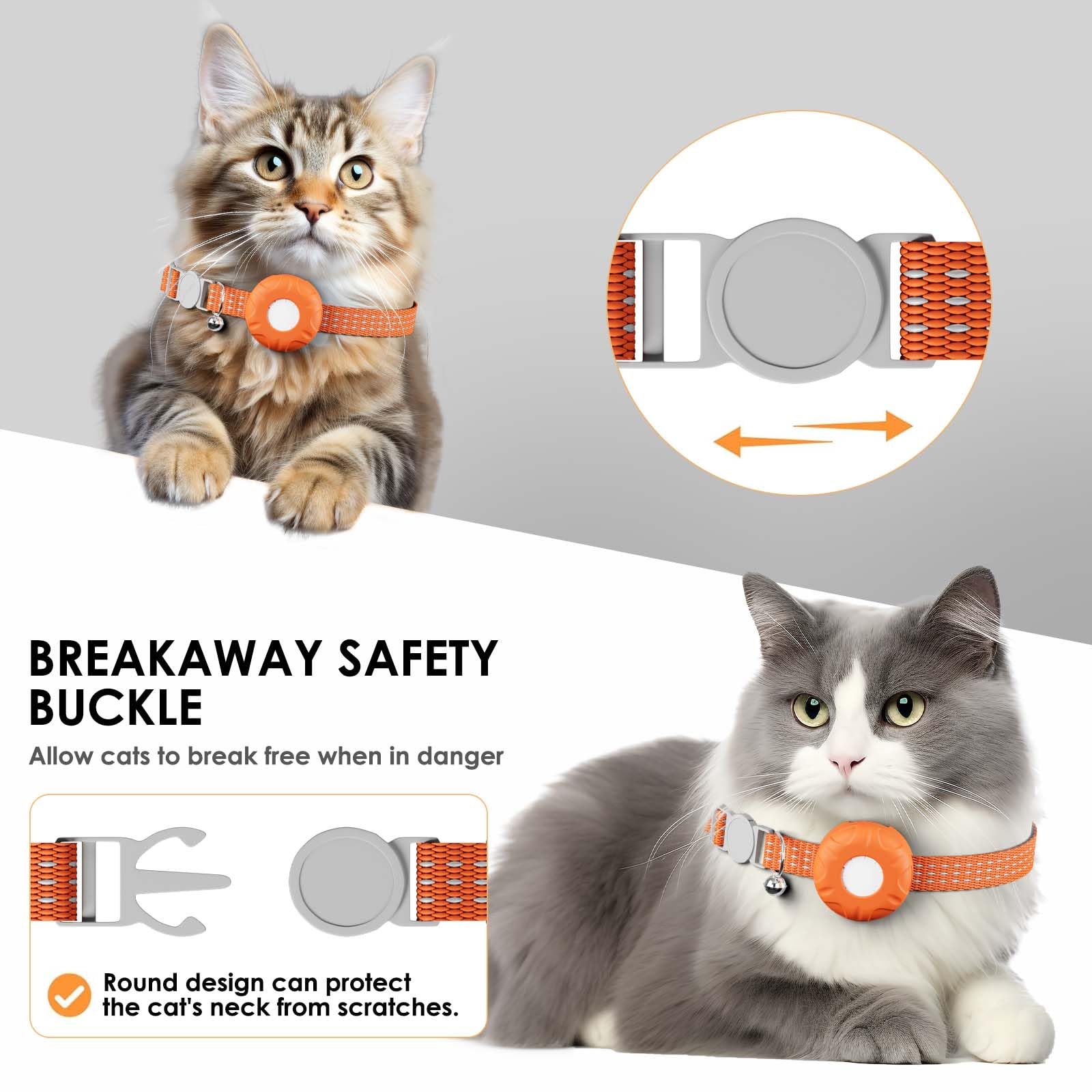 Katzen-Tracker, GPS-Tracker, kompatibel mit Apple Find My App (nur iOS), wasserdichtes Katzen-Tracker-Halsband mit Glocke und elastischer Sicherheitsschnalle, keine monatliche Gebühr, funktioniert mit