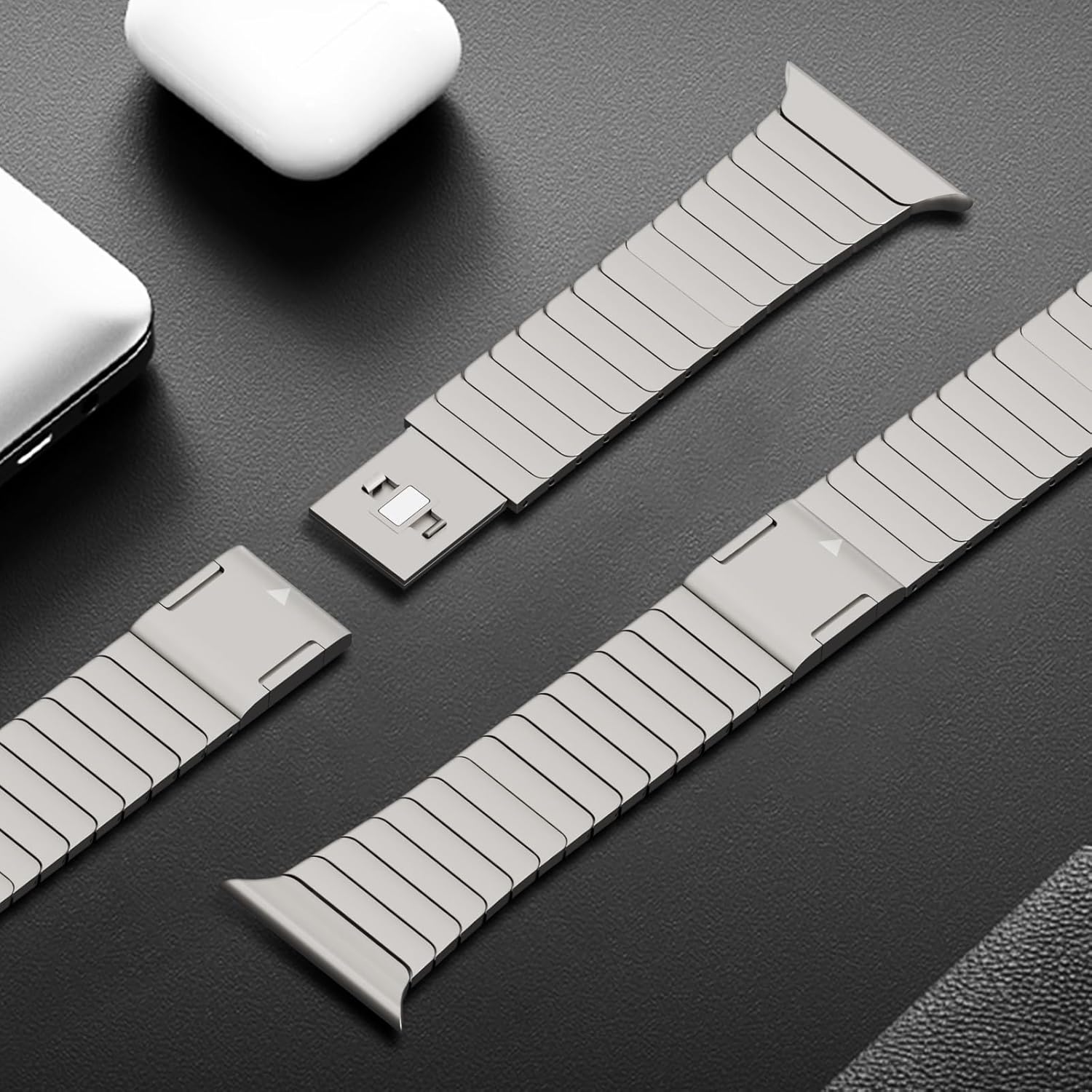 WINGLE Compatible for Apple Watch Band Ultra 3/2/1 Band Ultra 49mm Series 11 10 46mm 45mm 44mm 42mm SE 3/2/1 Series 9 8 7 6 5 4 3 2 1 Men, Magnetic Classy Casual Business iWatch Metal Bands, Titanium - Image 4