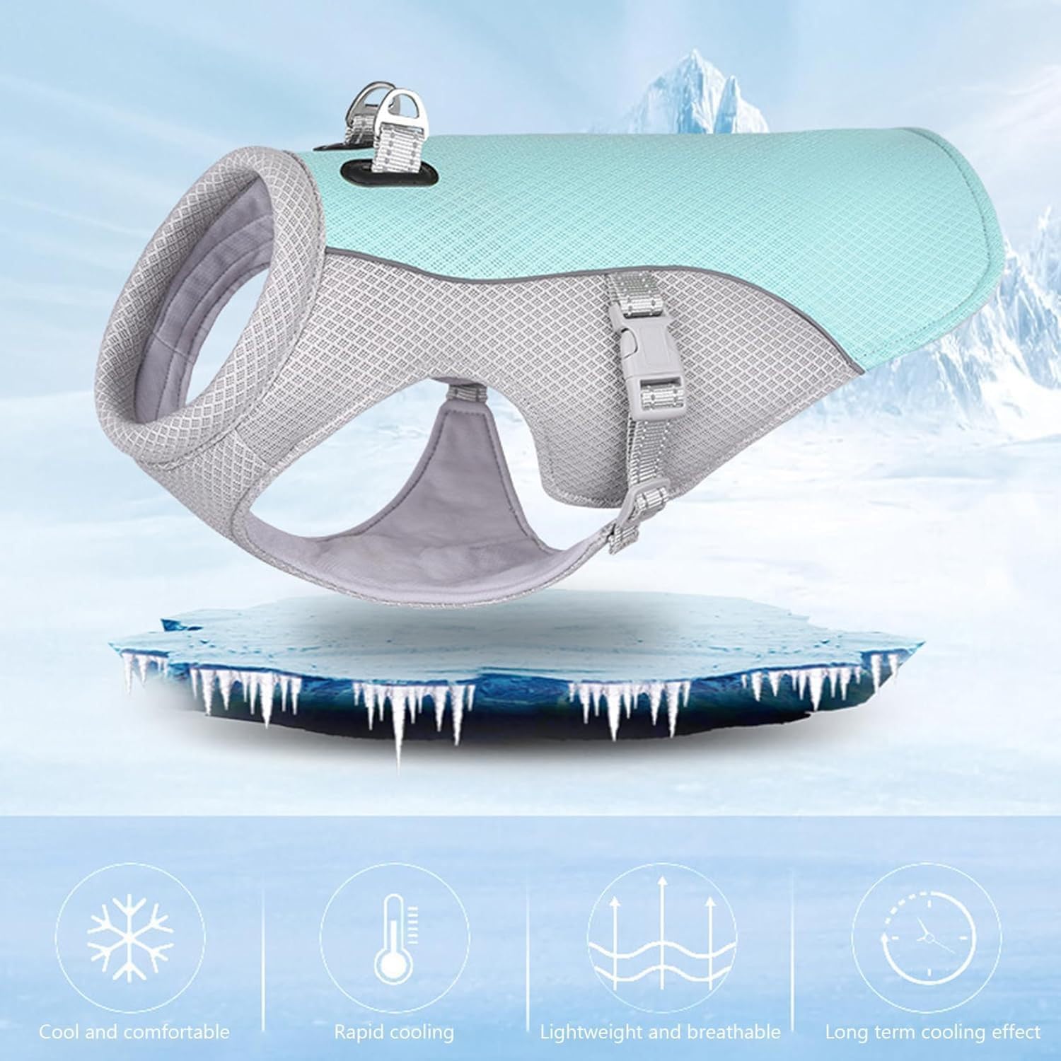 Gilet Rafraîchissant Drupiolaf pour Chien, Veste Rafraîchissante Ice Cool avec Sangles Réglables, Idéale pour Les Promenades Estivales, La Randonnée Et L'entraînement