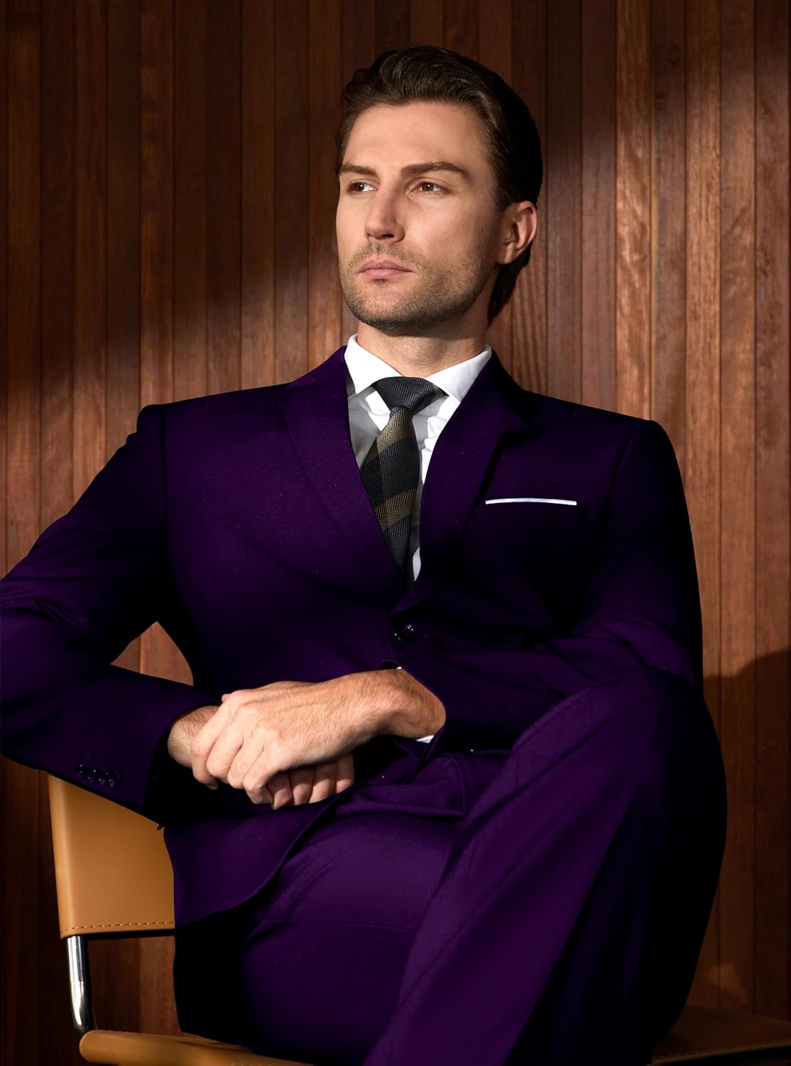 WULFUL Men’s Slim Fit Suit One Button 3-Piece Blazer Dress Business Wedding... - Picture 226 of 257