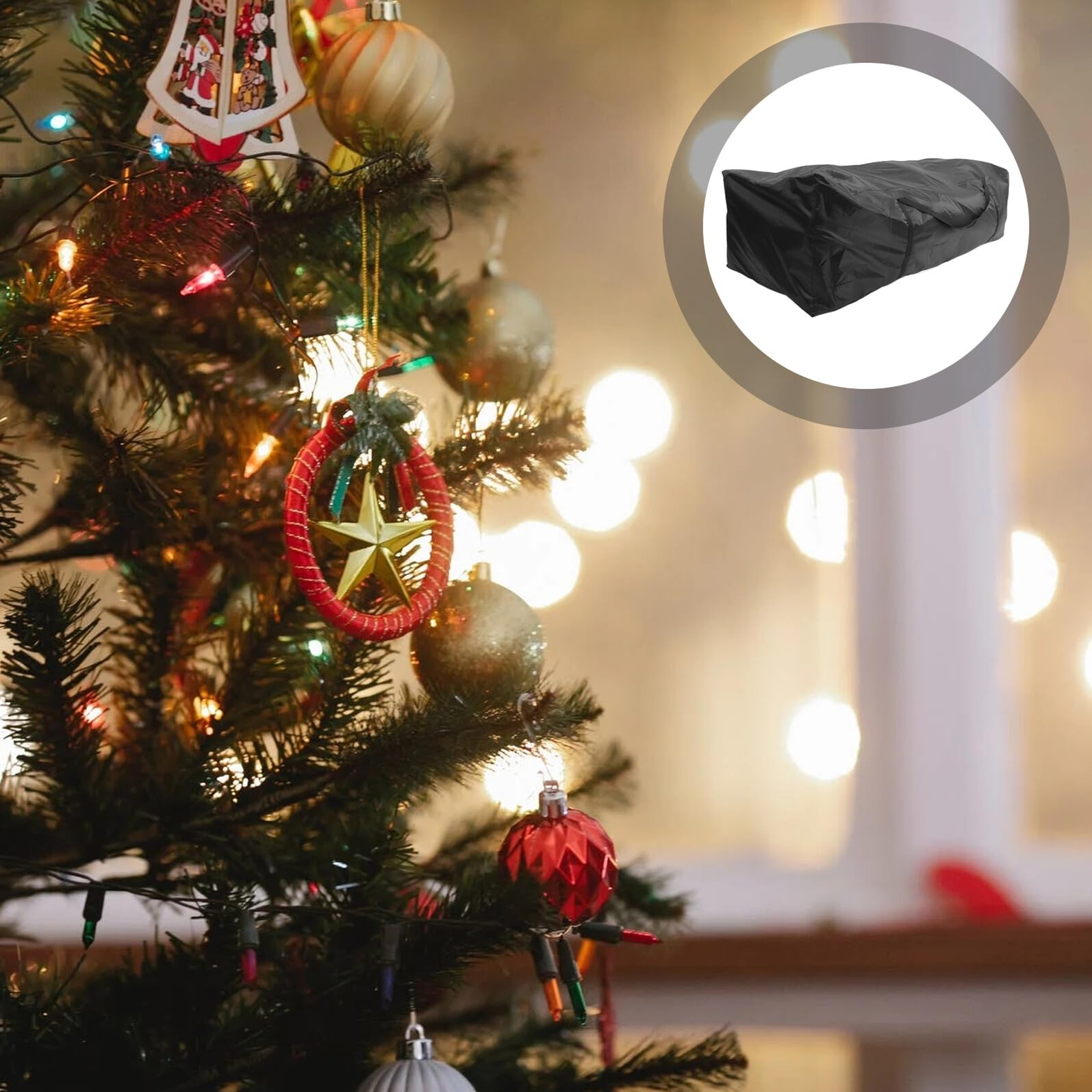 Ipetboom Borsa Portaoggetti per Albero di Natale Oxford 420D Grande Capacità 173X76X51 CM Pieghevole con Manici per Conservazione Casa Mobili da Esterno e Campeggio