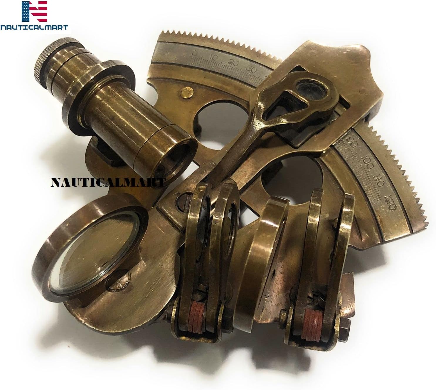 4" Captain Brass Sextant Nautical Maritime Astrolabe Marine Collectibles (Brass Antique)