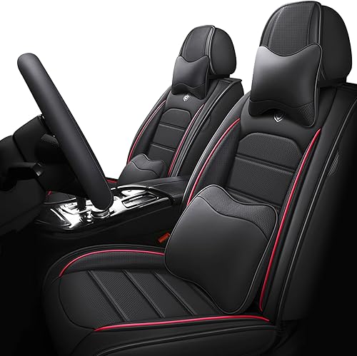 Fundas de asiento delantero de automóvil para Mazda CX-5 2000-2024, 2 asientos de ajuste personalizado, funda protectora de cuero (barras negras y