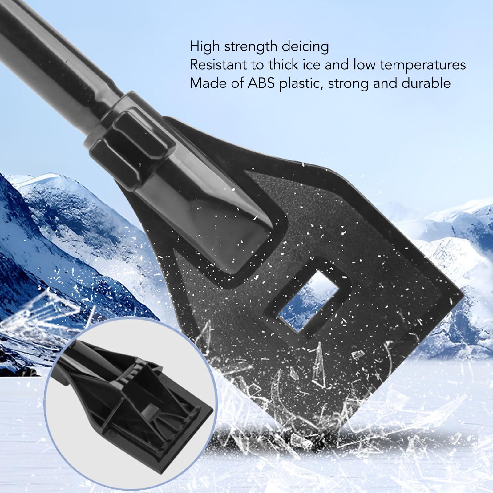 Pala de nieve para coche, pala de nieve extensible 3 en 1, pala de acero inoxidable para quitar nieve para coches, motos de nieve (blanco plateado)