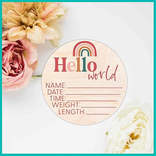 Miniatura 7 de Letrero de Hello World para recién nacido, placa de anuncio de nacimiento con nombre de bebé para hospital, accesorio para fotos, decoración de