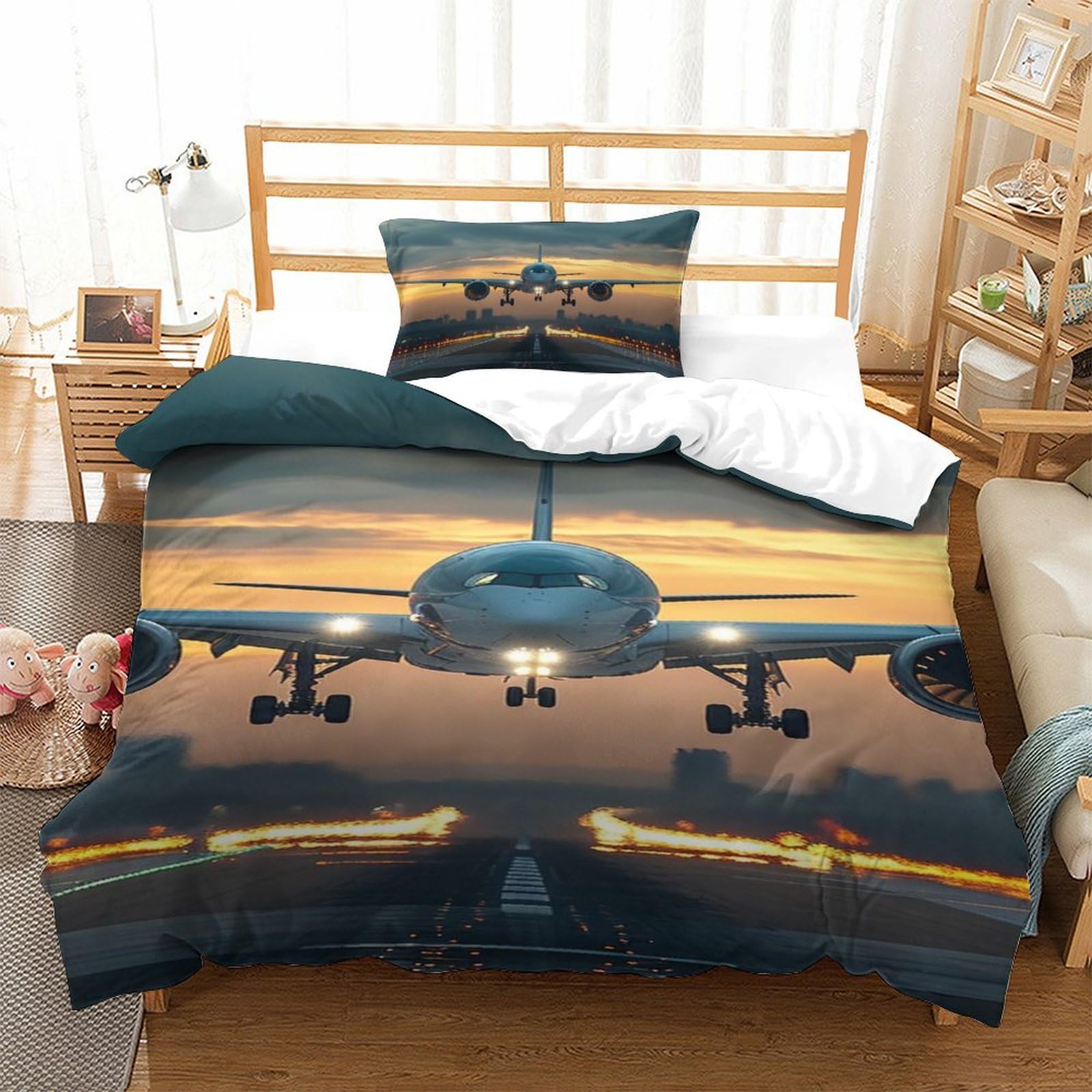 Parure de lit avion de passagers 3D housse de couette microfibre respirante