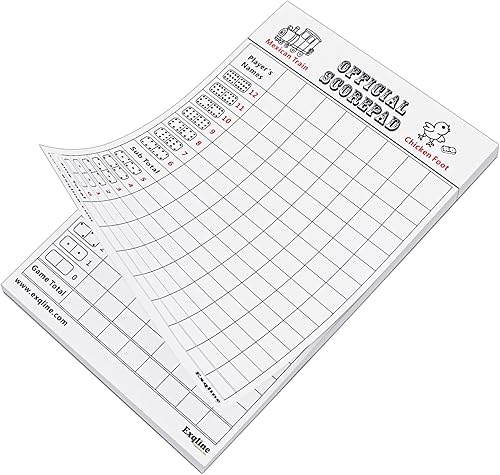 Exqline Bloc de puntuación de tren mexicano, 70 hojas de dominó de pie de pollo y hojas de puntuación de tren mexicano de 8.3 x 5.5 pulgadas,