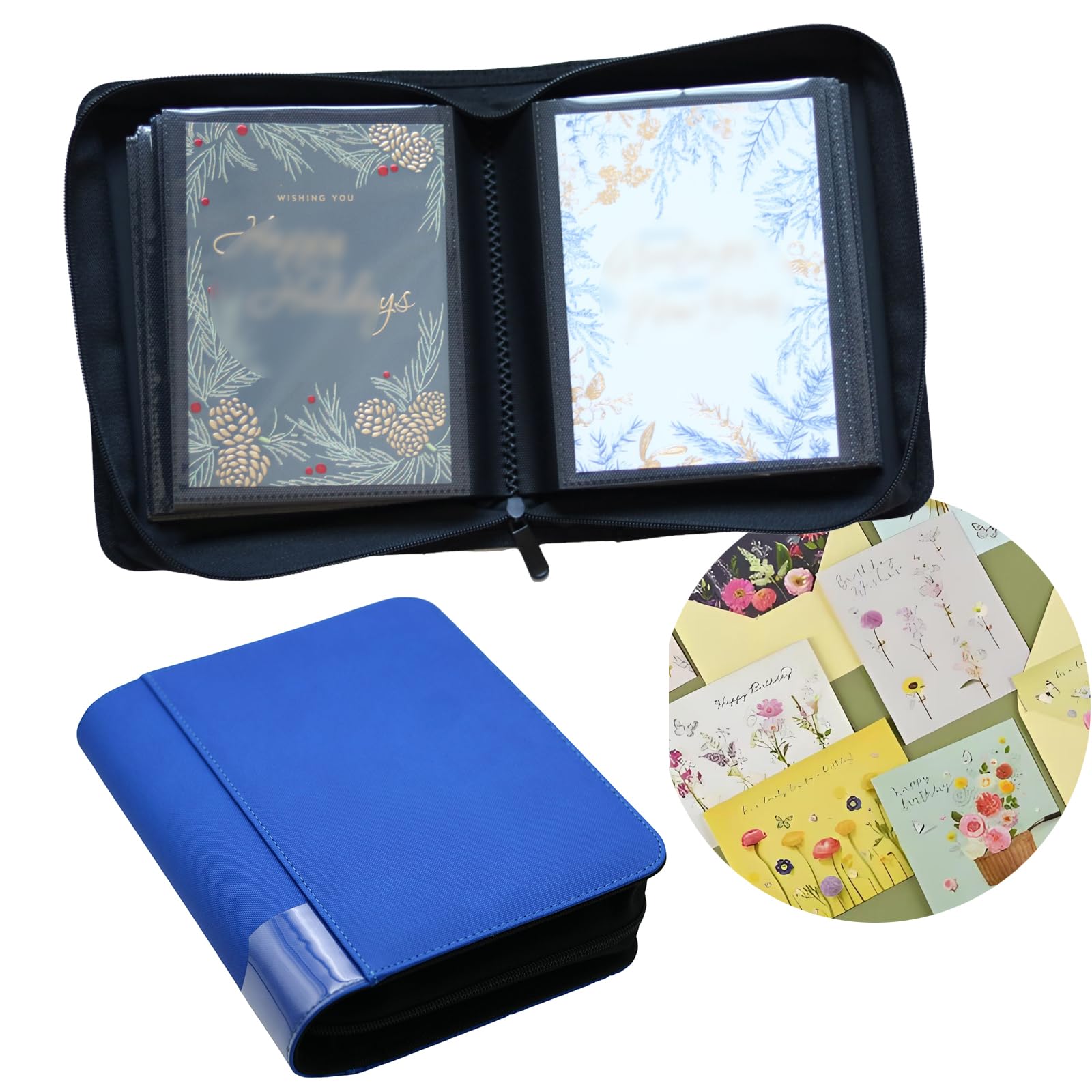 Grußkarten-Ordner, Grußkarten-Organizer, kompatible Aufbewahrung und Präsentation; 12,7 x 17,8 cm, Geburtstag, Hochzeit, Weihnachtskarte, Karteikarten, Postkarten, Einladung (Matte, 12,7 x