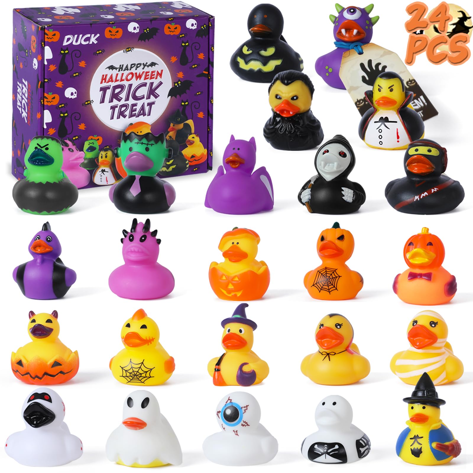 24 PCS Halloween Rubber Ducks Bulk,AOT Rubber Ducks Jeep