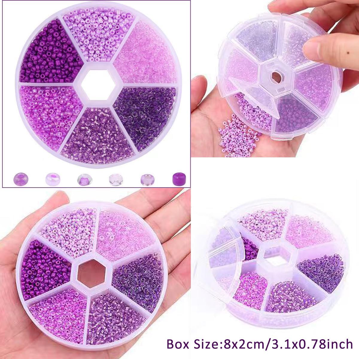 1 Box 3900pcs Mixed Color 2mm Glass Seed Beads-Small Round Spacer Loose Czech Beads for Jewelry Making Embroidery Accessories, (Purple) - Image 5