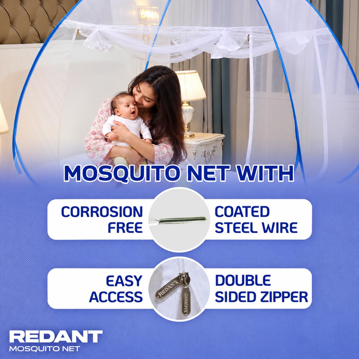 REDANT King Size Mosquito Net - Foldable & Durable -4 REDANT King Size Mosquito Net - Foldable & Durable -4