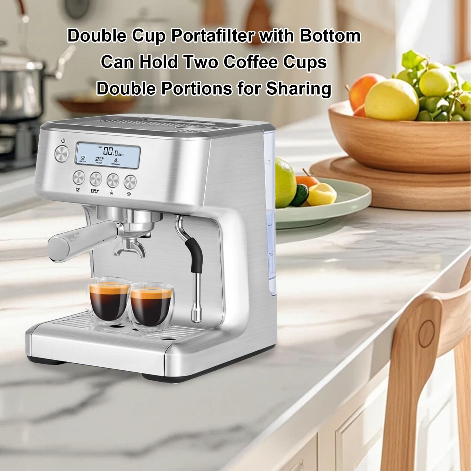 Aramox Portafiltro de café, Portafiltro sin Fondo con Agarre Ergonómico de Acero Inoxidable con 3 Boquillas para Baristas Domésticos y Máquinas de café Expreso (WHITE)
