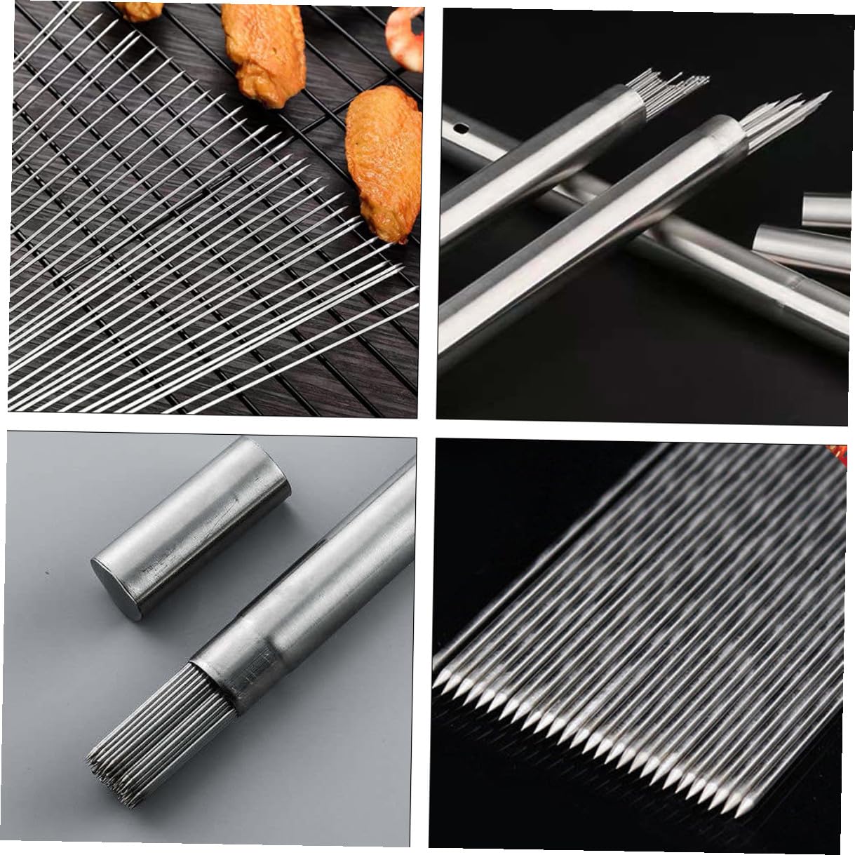 VILLCASE Spiedini in Acciaio Inossidabile 304 Rotondi Resistenti per Barbecue e Picnic, Bastoncini Riutilizzabili 2mm X 35cm, Confezione da 100 Pezzi, Utensili per Grigliate All'aperto e Cucina Estiva