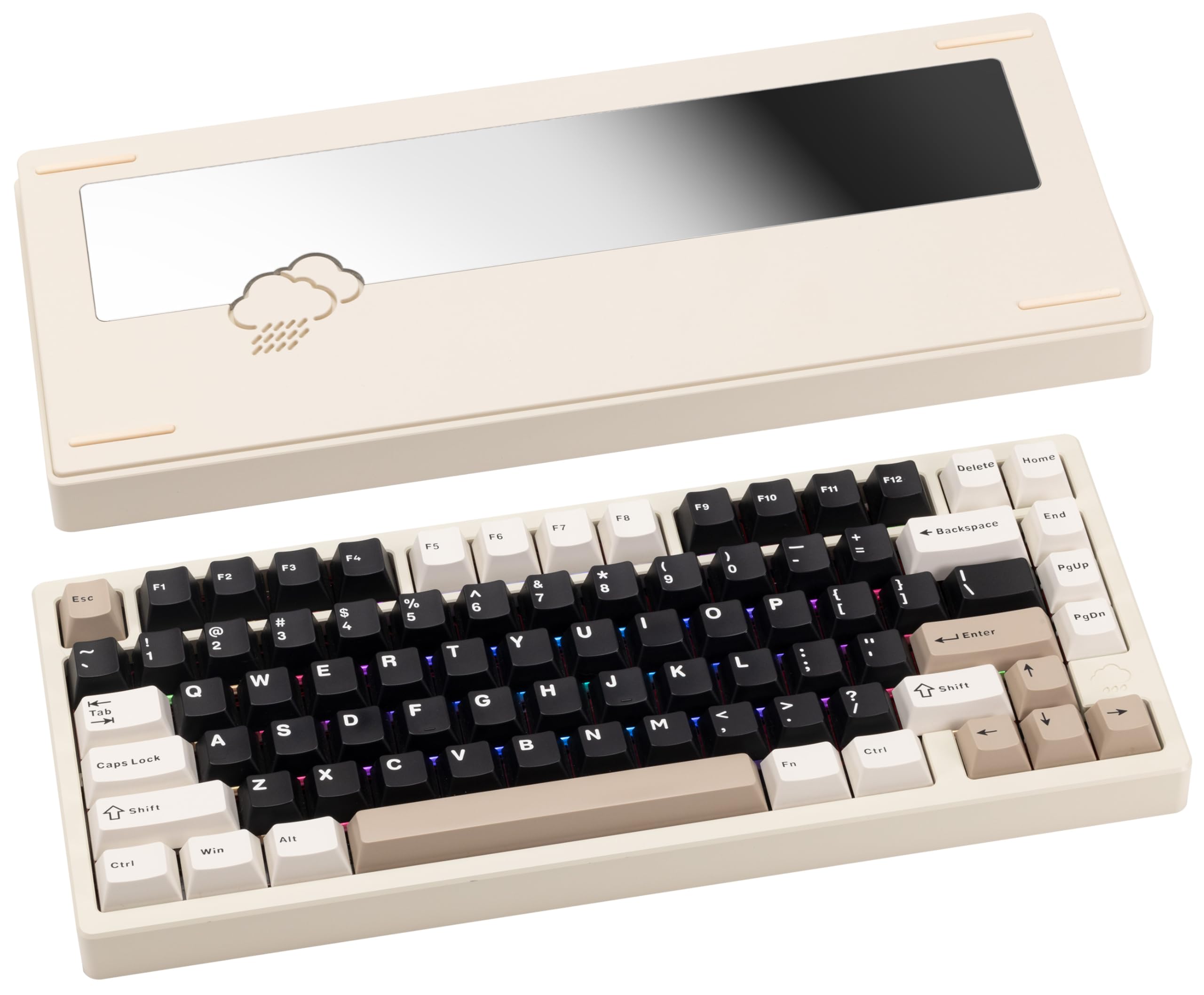 WOBKEY Rainy 75 Aluminum Cocoa Switch Mechanical Keyboard with Superior Acoustics, Wired, BT, 2.4G wireless Connectivity (Pro - White) — view 12
