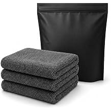 WashingtonSupplys Microfiber Cleaning Cloths 3 Pack 550 GSM 16x16 Inch Premium Edgeless Towels | Ultra Absorbent Lint-Free Scratch-Free | Car Detailing, Kitchen, Glass, Windows & Home Cleaning | Grey