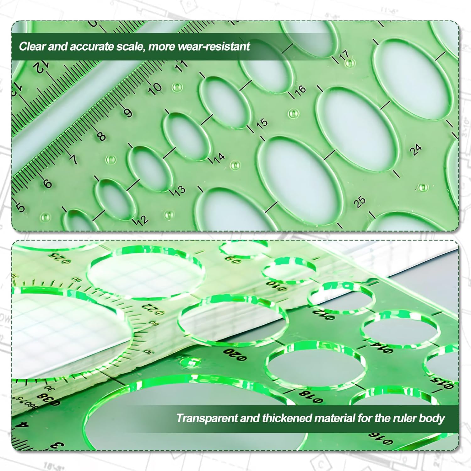 Circle Stencil Template for Drawing, Plastic Circles Geometric Stencils Measuring Templates Rulers Tool for Drafting Crafts Reusable