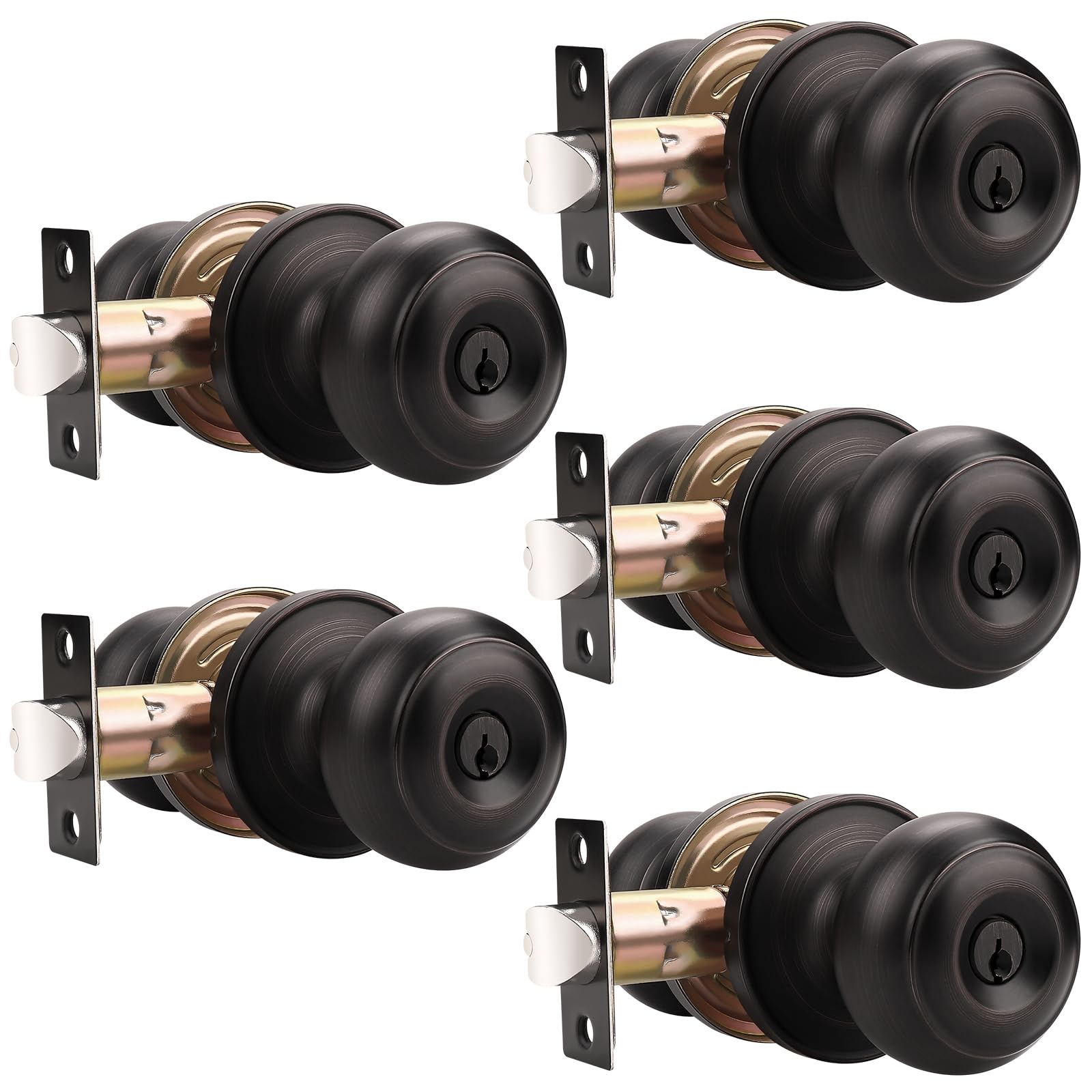 Polished Brass Door Knobs - Keyed Entry Locks -13