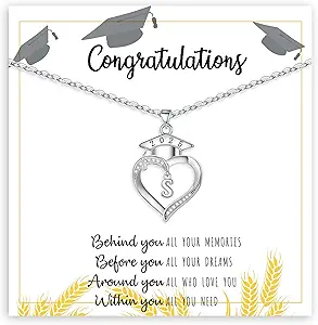 Graduation Gifts, Graduation Gifts for Her Initial Necklaces for Women Class of 2025 Gift Letter A - Z High Shool Senior Master Degree Graduate Necklace for Daughter Sister Granddaughter Girlfriend