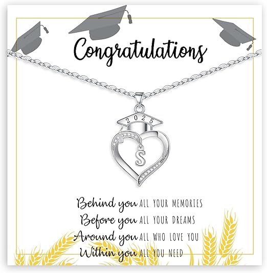 Graduation Gifts, Graduation Gifts for Her Initial Necklaces for Women Class of 2025 Gift Letter A - Z High Shool Senior Master Degree Graduate Necklace for Daughter Sister Granddaughter Girlfriend