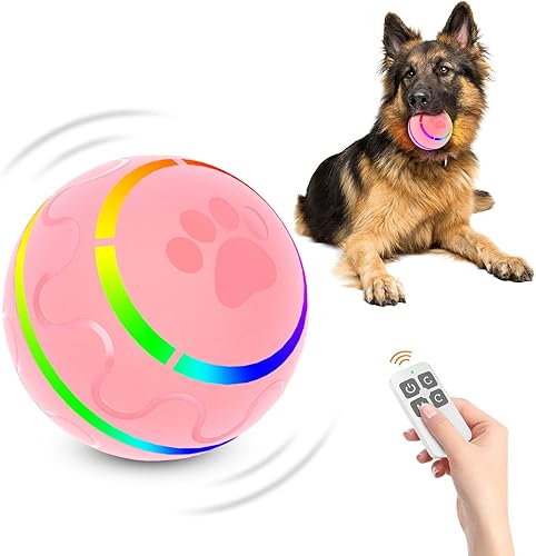 CUXMUX Pelotas de perro con control remoto bola para mascotas Peppy para perros juguete masticador agresivo juguete interactivo automático para