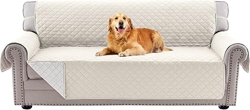 PrinceDeco Funda de sofá para perros, lavable y reversible, apta para mascotas, resistente al agua, protector de muebles con correas elásticas (sofá