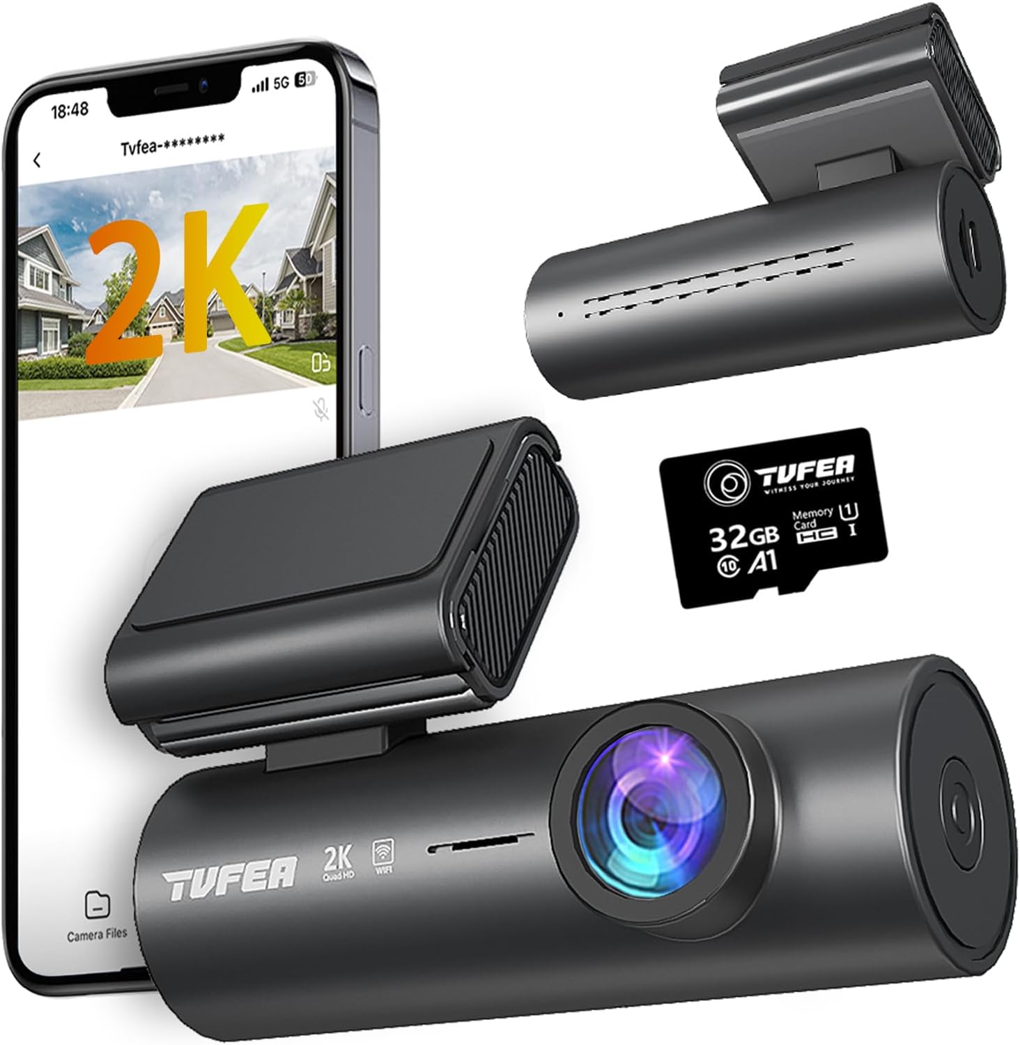 Dash cam Front 1440P,TVFEA Wi-Fi Dash Camera for Cars with 32GB SD Card,APP&Voice Control,Car Camera,Night Vision,170° Angle,HDR,24H/7 Parking Mode,G-Sensor, Loop Recording,Support 256GB Max Dash cam Front 1440P,TVFEA Wi-Fi Dash Camera for Cars with 32GB SD Card,APP&Voice Control,Car Camera,Night Vision,170° Angle,HDR,24H/7 Parking Mode,G-Sensor, Loop Recording,Support 256GB Max