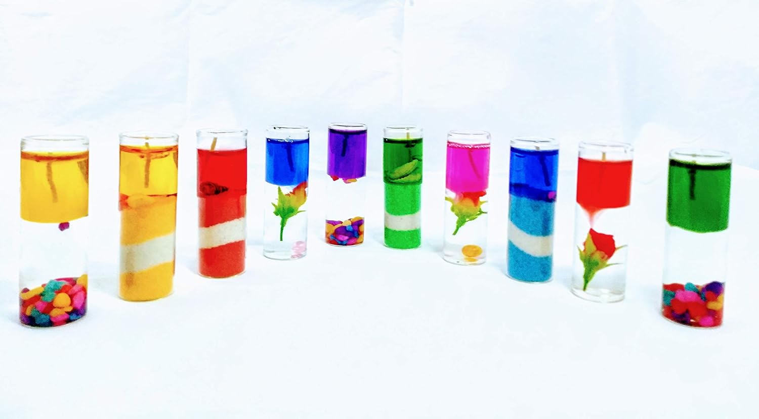 Fossilbeater MultiColor (Set of 5) Glass Gel Tealights Candle for Home