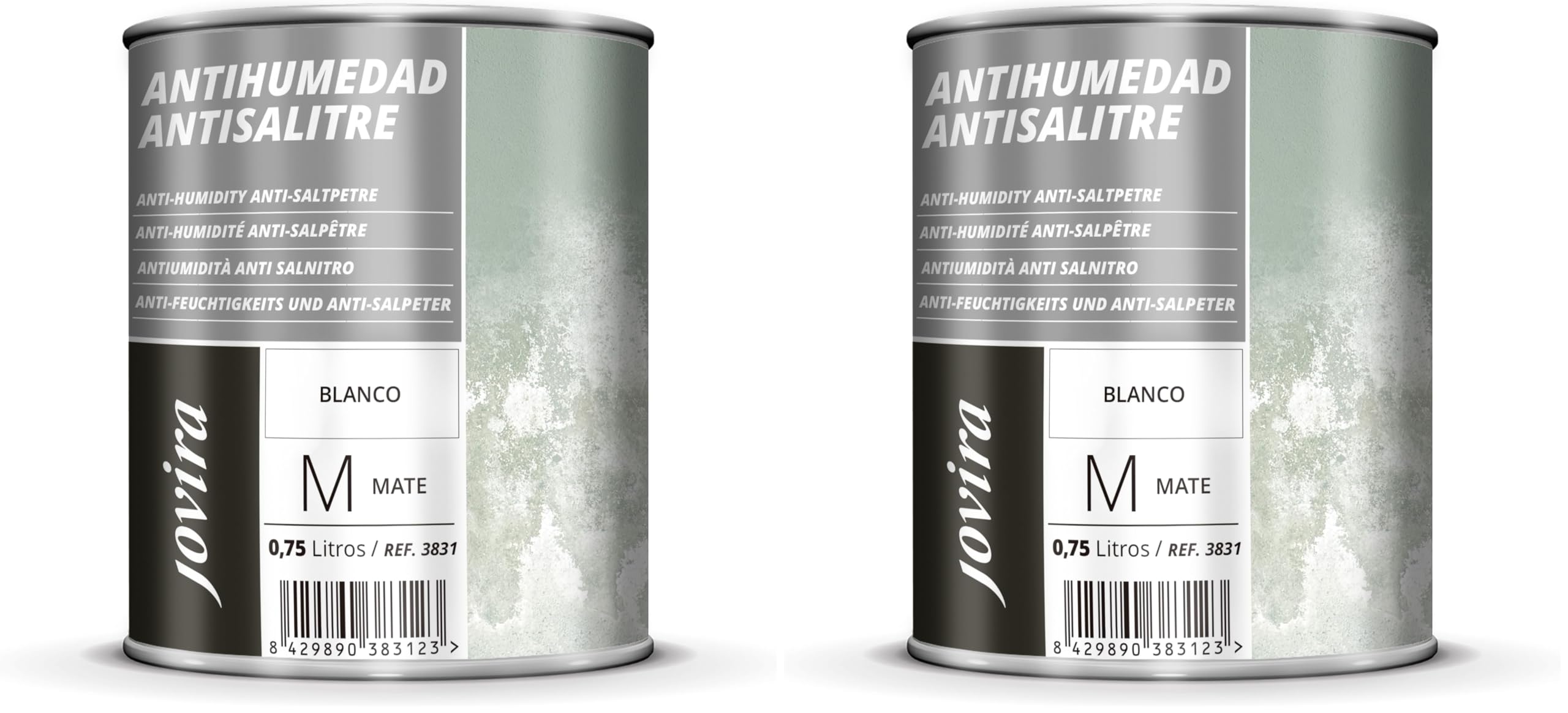 JOVIRA PINTURAS Peinture Anti-Humidité et Anti-Salpêtre Blanc mat, protège et isole de l'humidité et du salpêtre, façades et murs (750 millilitres) (Lot de 2)