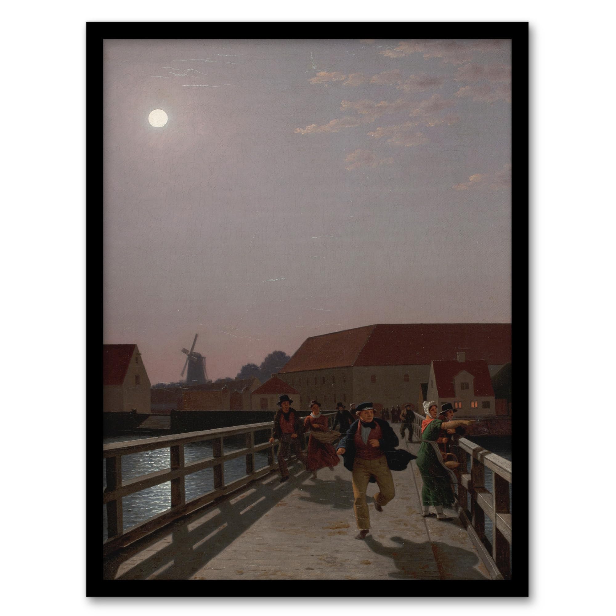 Artery8 CW Eckersberg Langebro Copenhagen in Moonlight Framed Wall Art Print 12X16
