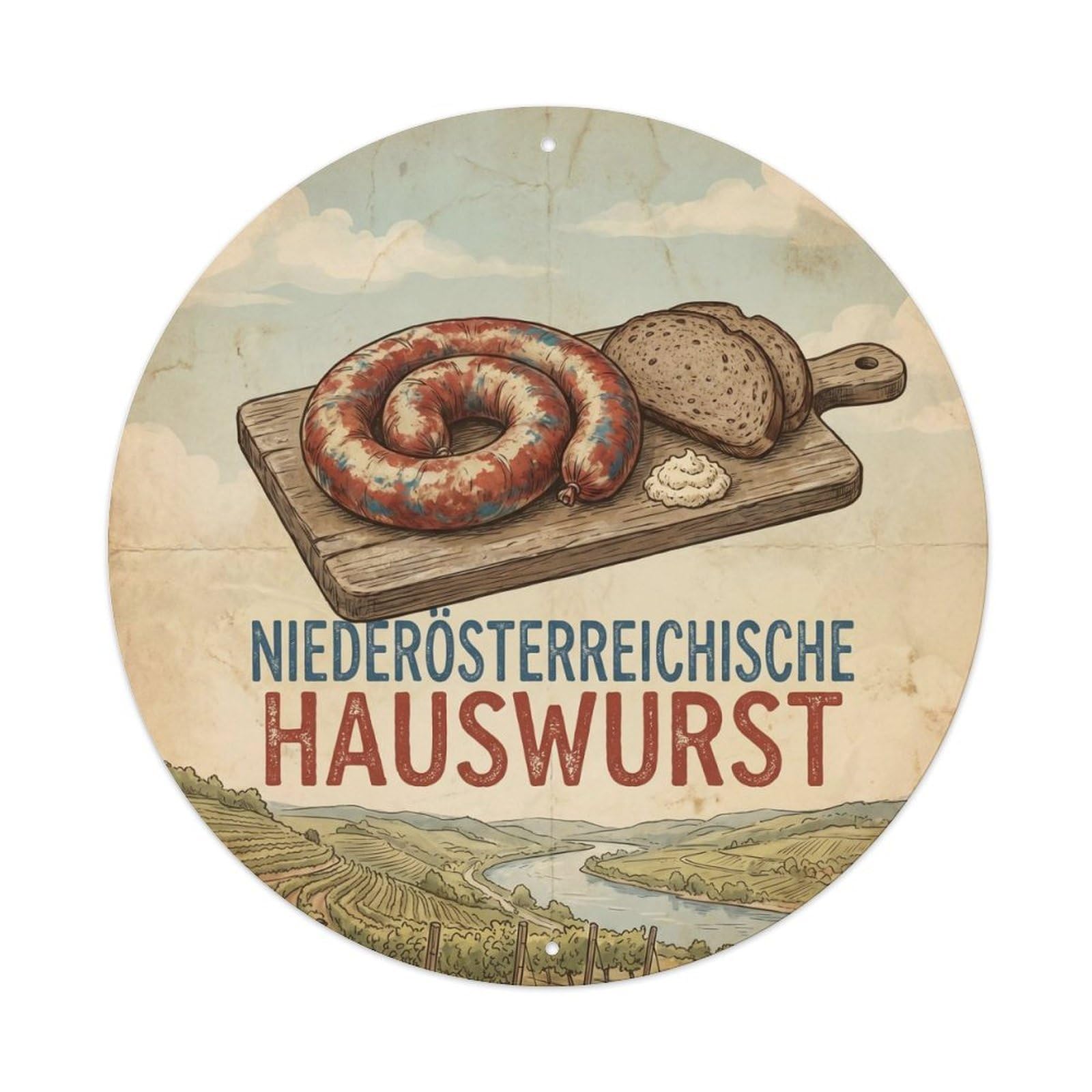 Europe Food Culture Travel Lower Austrian Sausage Metal Tin Sign