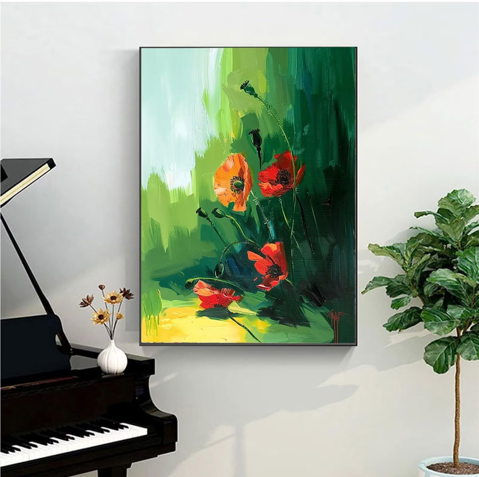 Dipingere con i Numeri Papavero Cornice di Legno Pittura su Tela per Adulti e Bambini con Colori Acrilici e spazzole (Pittura) 60x80cm (Con Scatola)