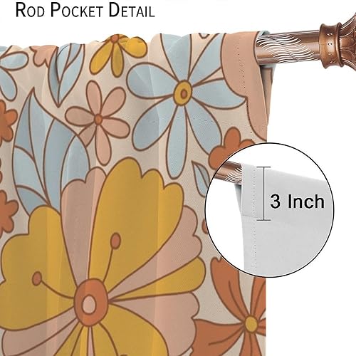 Miniatura 5 de Cortinas florales retro de los años 70, hippie, de verano, con diseño de flores, bohemias, opacas, para dormitorio, sala de estar, cocina,