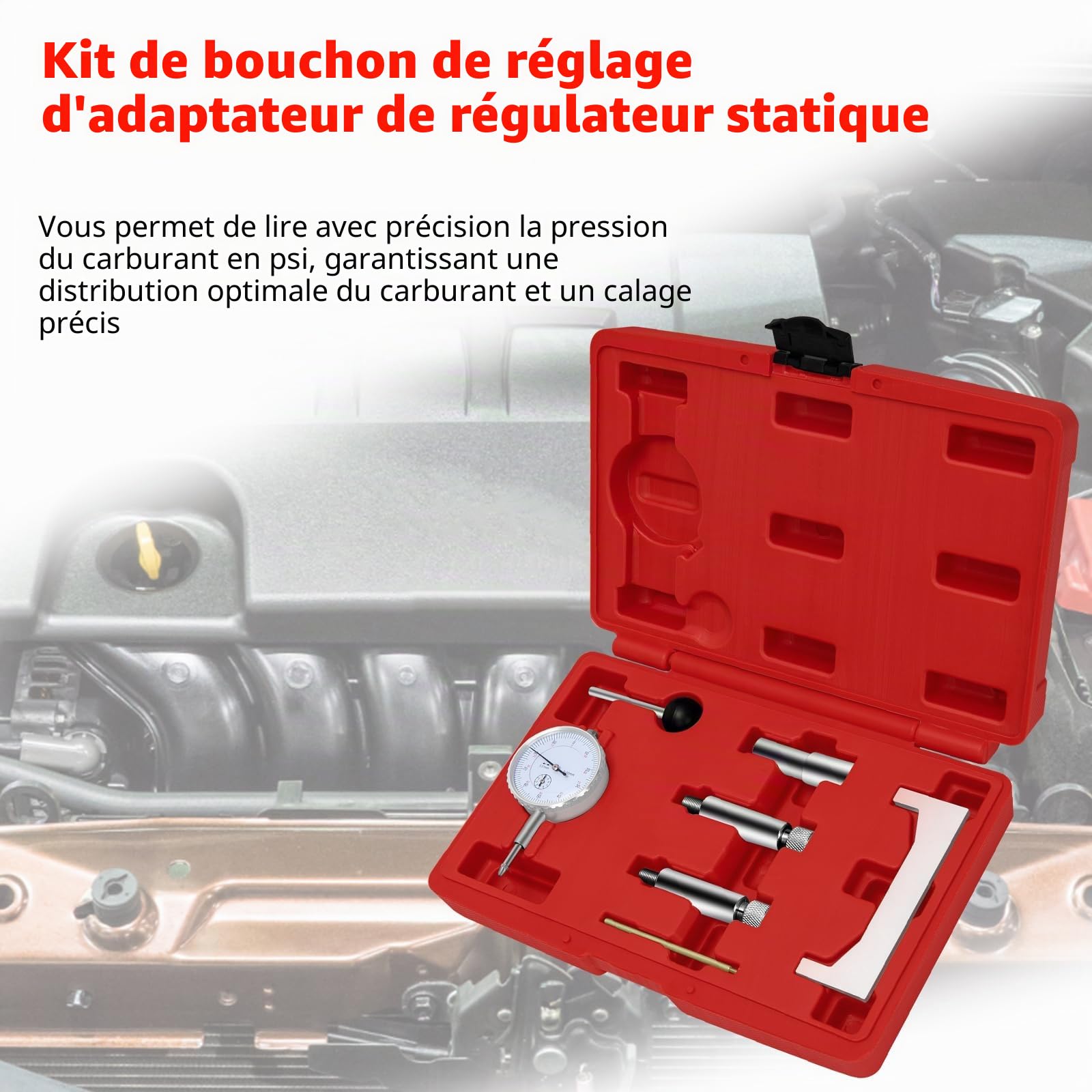 7PCS Outil de réglage de la Pompe d'injection Ajuster l'indicateur à Cadran Pompe d'injection Diesel synchronisation Adaptateur de régulateur Statique Outil d'indicateur de réglage Diesel