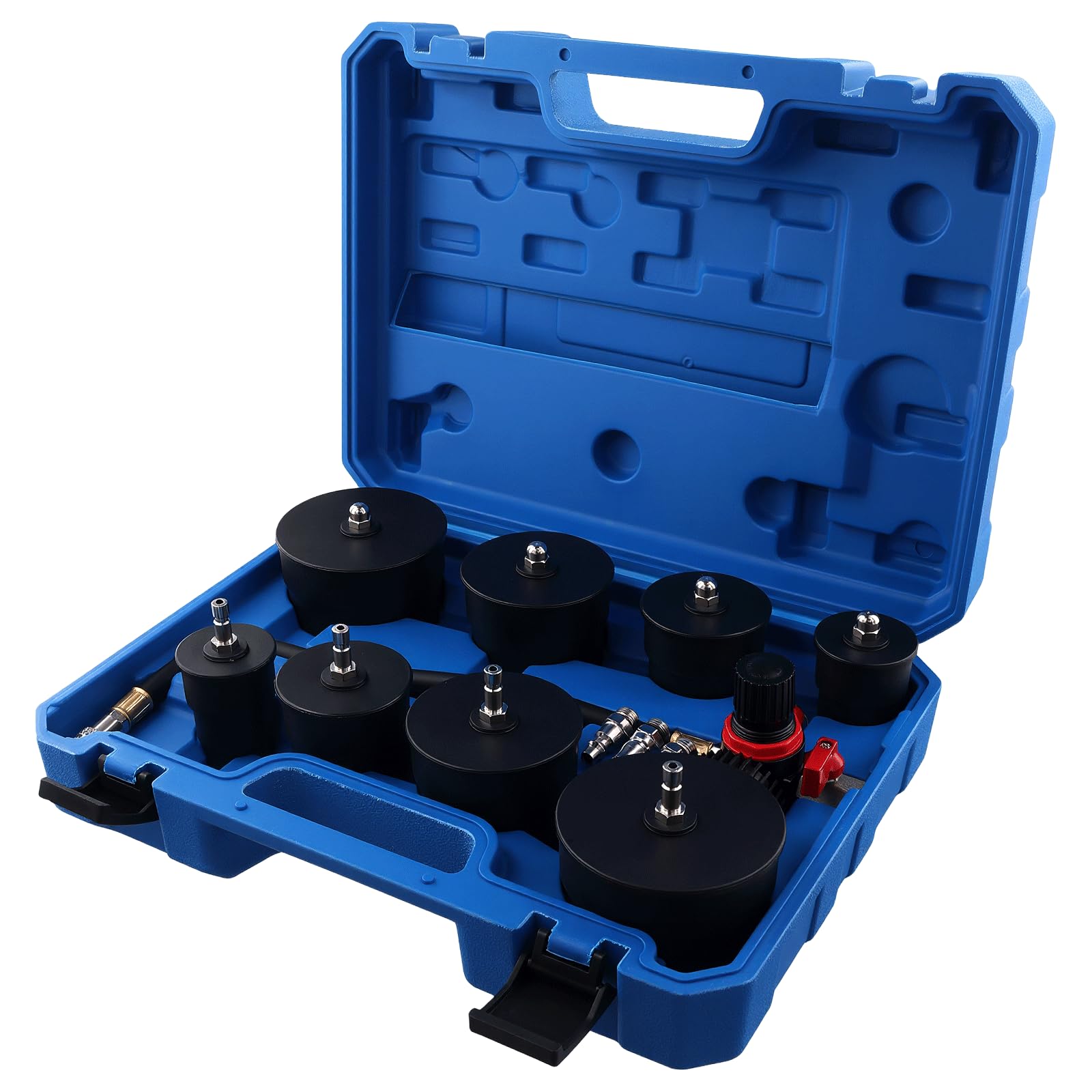 OiLiehu Tester di Tenuta Turbocompressore con 4 Adattatori - Kit Prova Pressione per Intercooler, Tubazioni Aria e Sistema Sovralimentazione Auto - Adattatori per Tubi da 35 a 89 mm