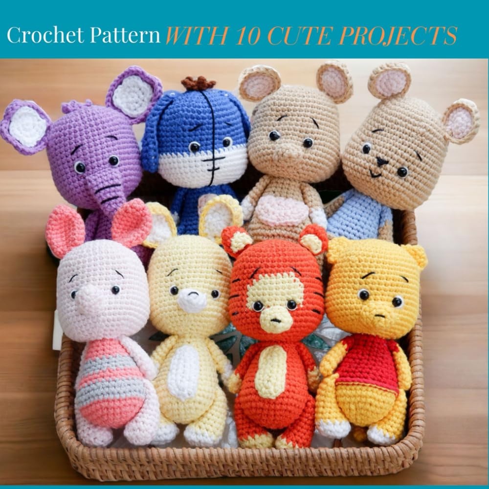 Crochet Pattern with 10 Cute Amigurumi Projects: Easy Beginner Friendly Animal Crochet Activity Book with 10 Projects with Step by Step Instructions