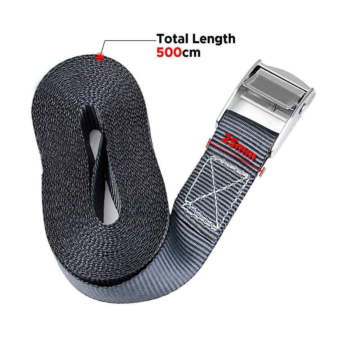 DIY Crafts Pack of 2 Pcs, 5 Meter, Tie Down Strap Strong Ratchet Belt Luggage Bag Cargo Lashing with Metal Buckle Tape Rope Tied Pul (Pack of 2 Pcs, 5 Meter) 4