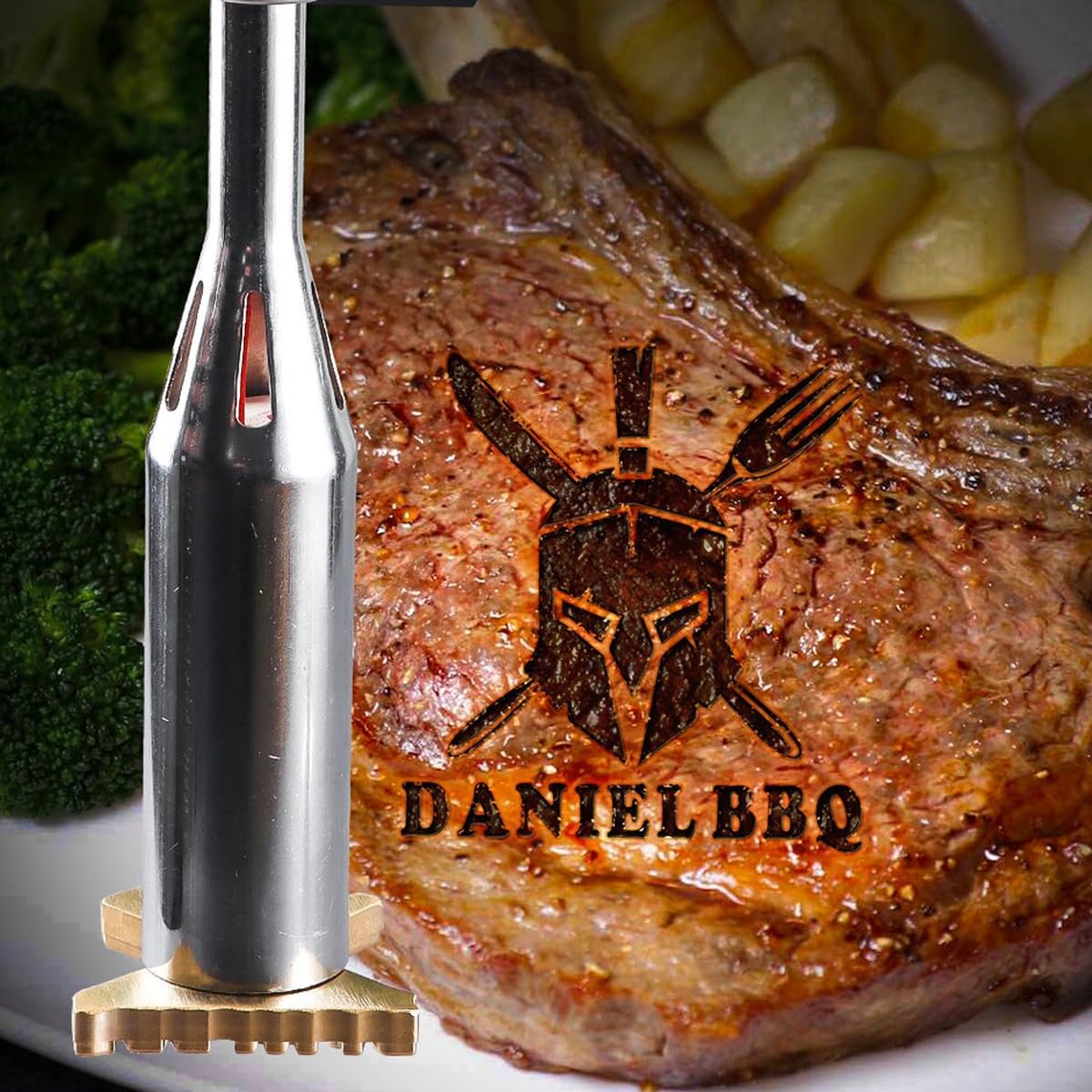 Custom Branding Iron Stamp for Steak | Burge Branding Iron | Meat Branding Iron for Grilling | Meat Brander Personalized | Food Branding Iron | Branding Iron for BBQ Buns Wood Leather