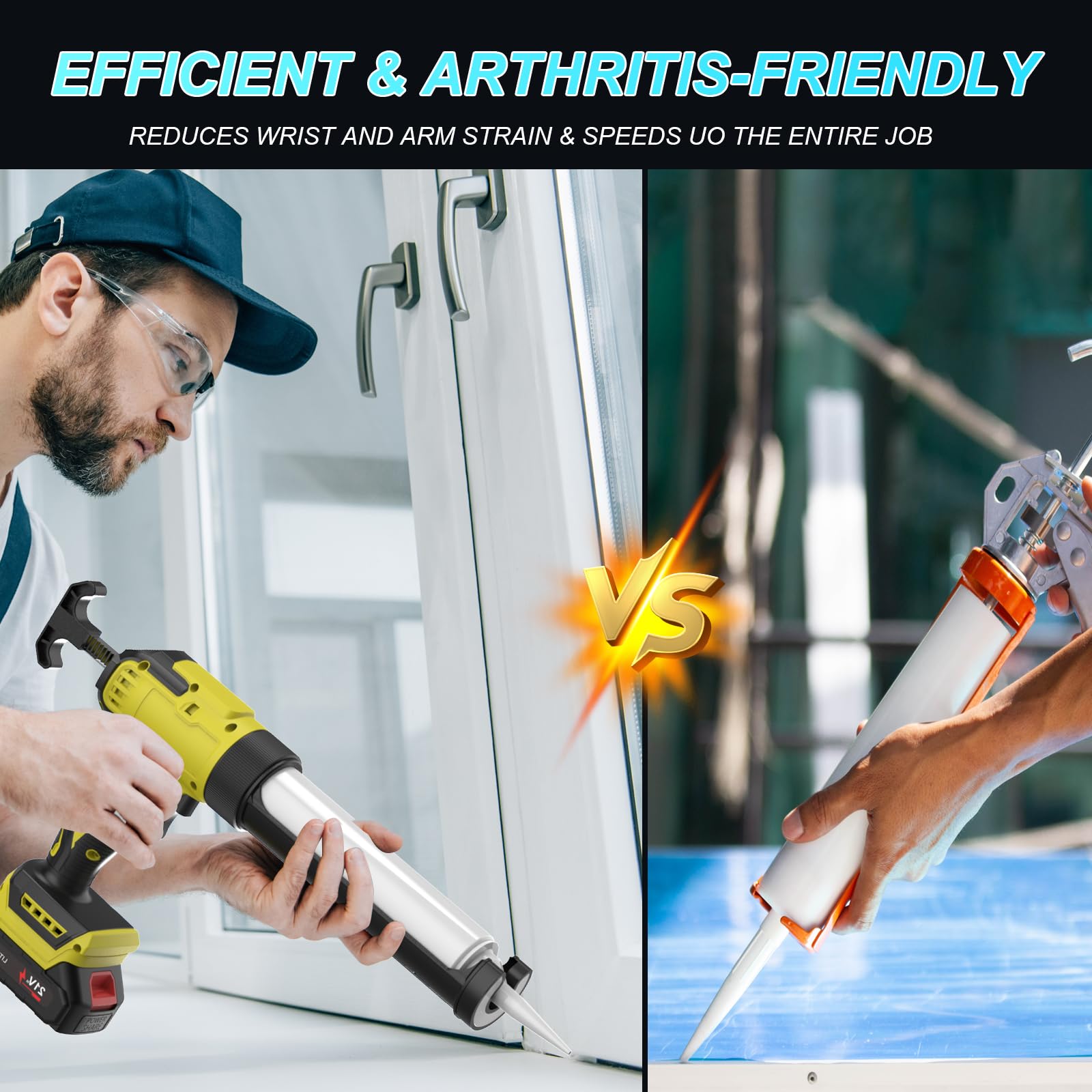 Rociador de kit de batería, compatible con baterías Makita 18 V, pistola de cartucho eléctrico, con 6 velocidades ajustables, luz LED, pistola de silicona para sellado, masilla (sin amarillo batería)