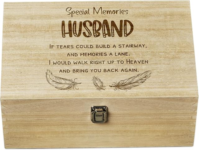 ukgiftstoreonline Husband Remembrance Large Wooden Memory Keepsake Box Gift