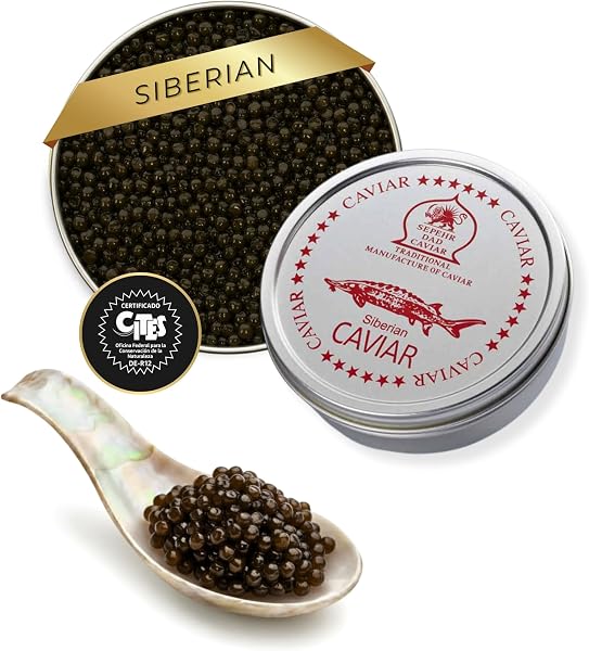 Sepehr Dad Caviar de Siberia | Caviar de esturión siberiano | SIN bórax | 50 gramos - 1