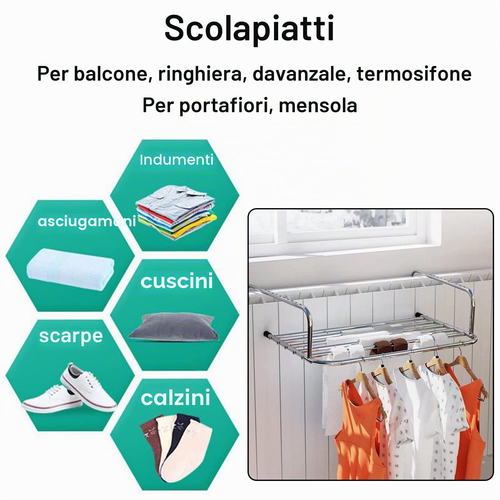 Stendibiancheria Stendino Pieghevole, Stendibiancheria in Acciaio Inox Larghezza da 40 A 80cm Portata 20kg Stendibiancheria da Balcone Stendino per Interno Ed Esterno, Praticità