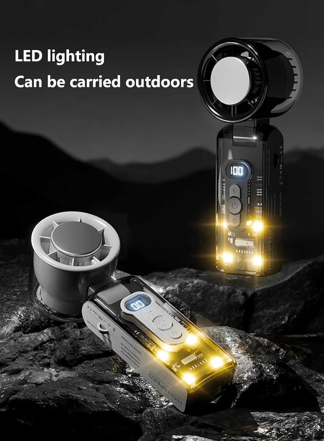 Rechargeable Handheld Fan - Portable Mini Fan with 100 Speeds, USB Battery Operated Personal Cooler for Travel, Outdoor, Camping & Summer Essentials (2-Pack)