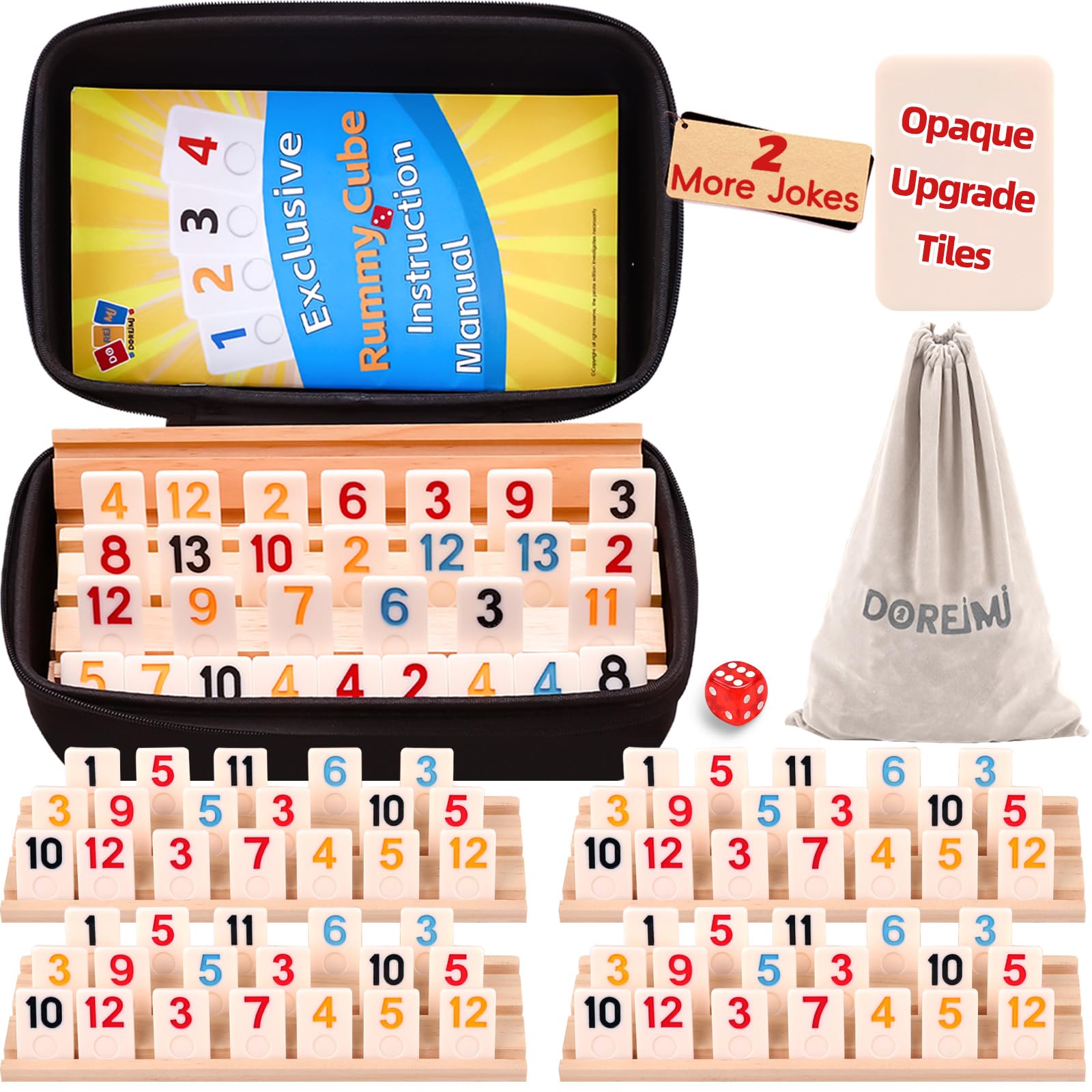 Amazon.com: Doreimi Upgraded Rummy Cube Game Set 4 Players, Travel