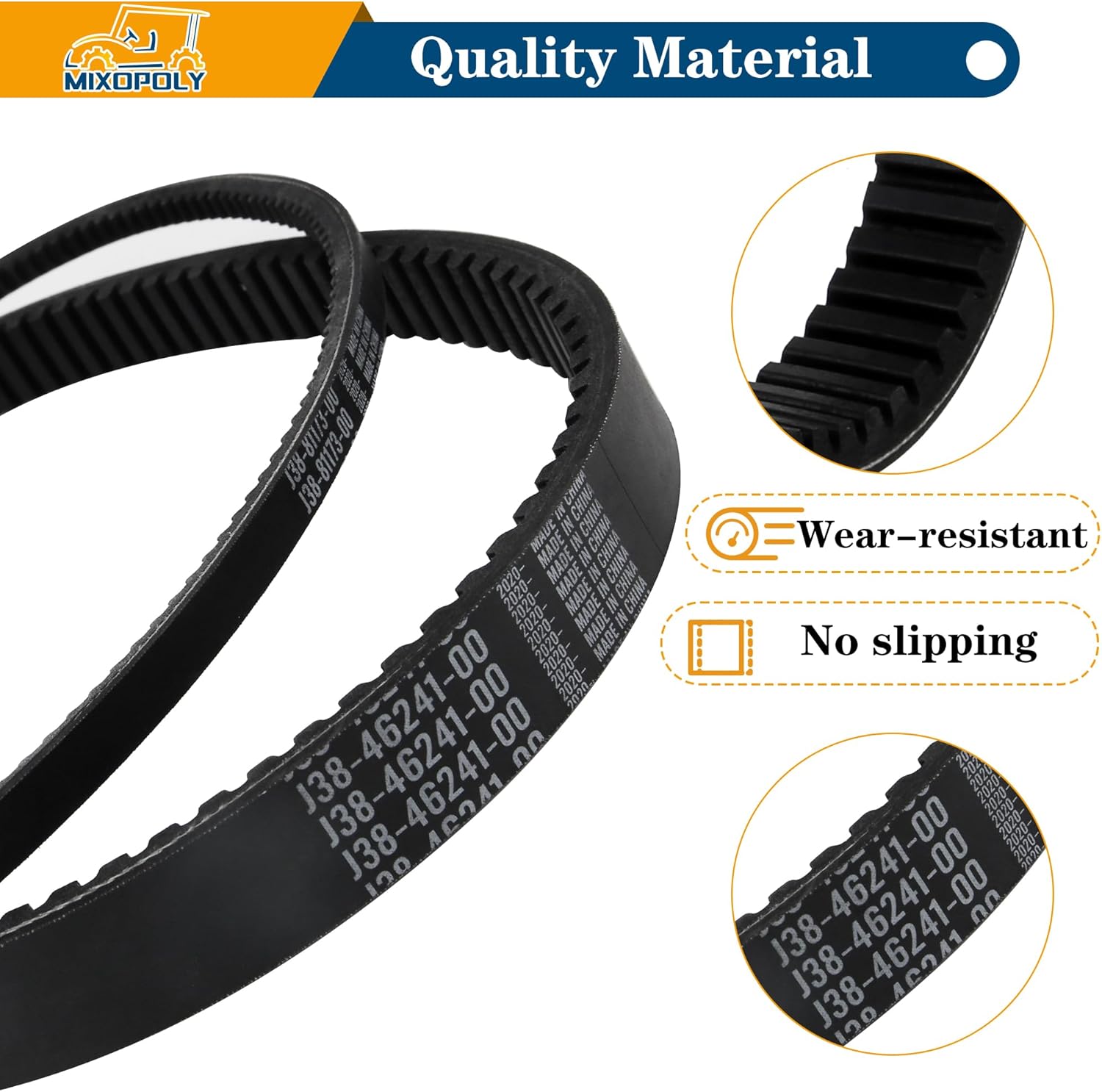 Starter Generator Belt & Drive Belt Kit for Yamaha G2, G5, G8, G9, G11, G14, G16, G22 and 2012-up G29 Gas Golf Cart, Replace OEM J55-G6241-00 J55-H1173-00 JN6-H1173-00