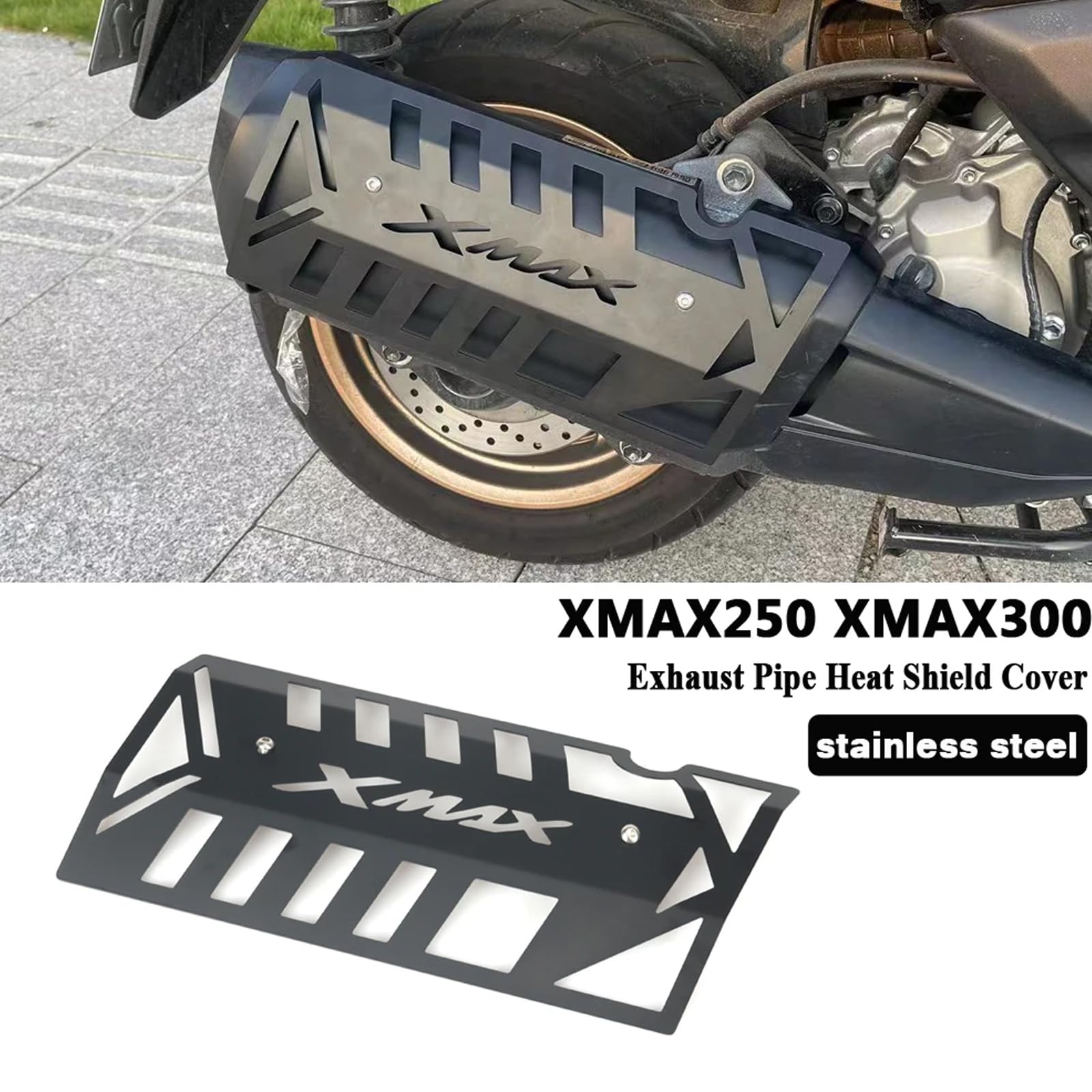 フェレット】 XMAX300 2017-2023 用 ステンレススチール製排気管カバー