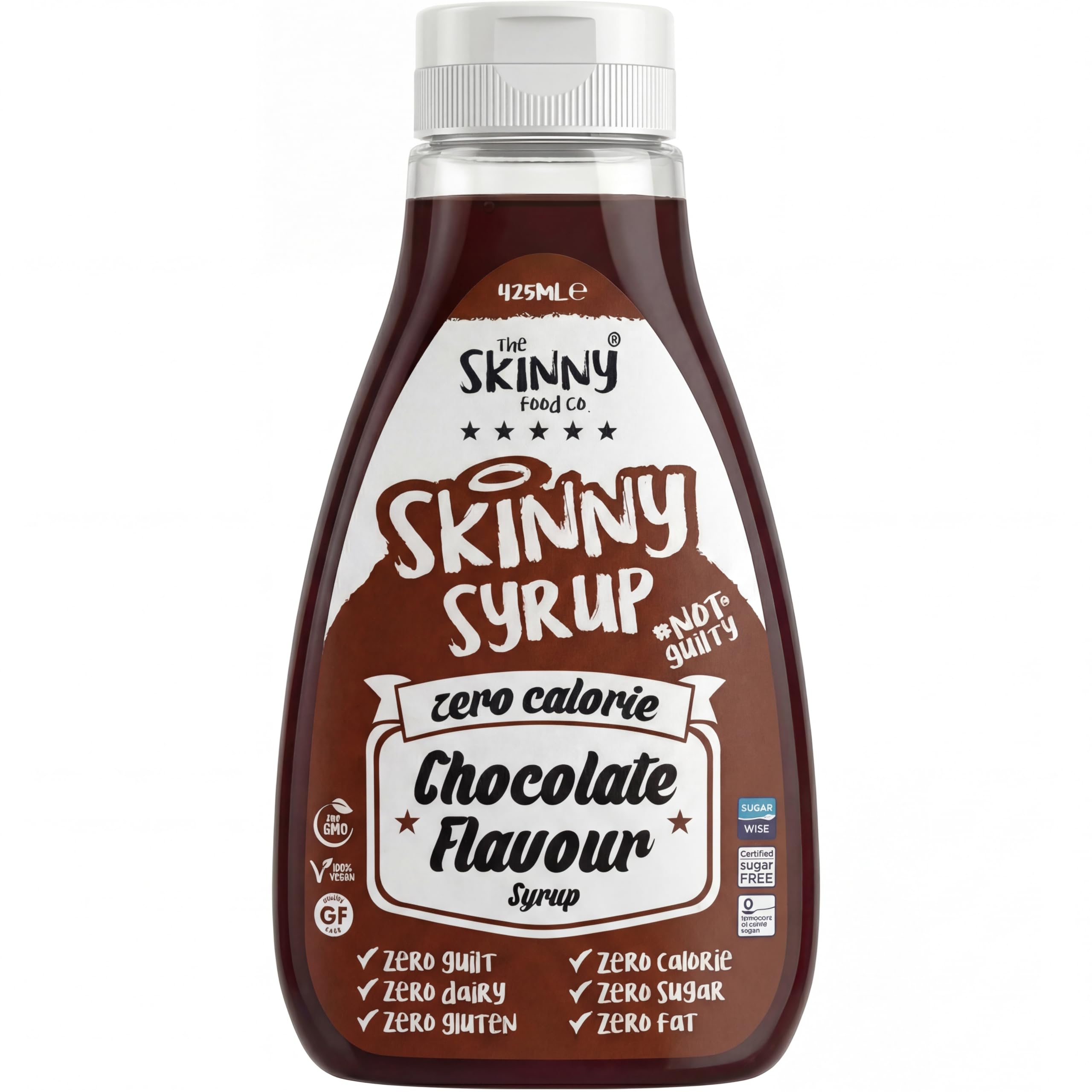 Skinny Food Co Chocolate Syrup 425ml - Sugar Free Zero Calorie Syrup For Breakfast, Coffee, Pancake, Snacks, Cocktails, Drinks & Desserts - Vegan, Gluten-free, Keto & Paleo Friendly Skinny Syrups