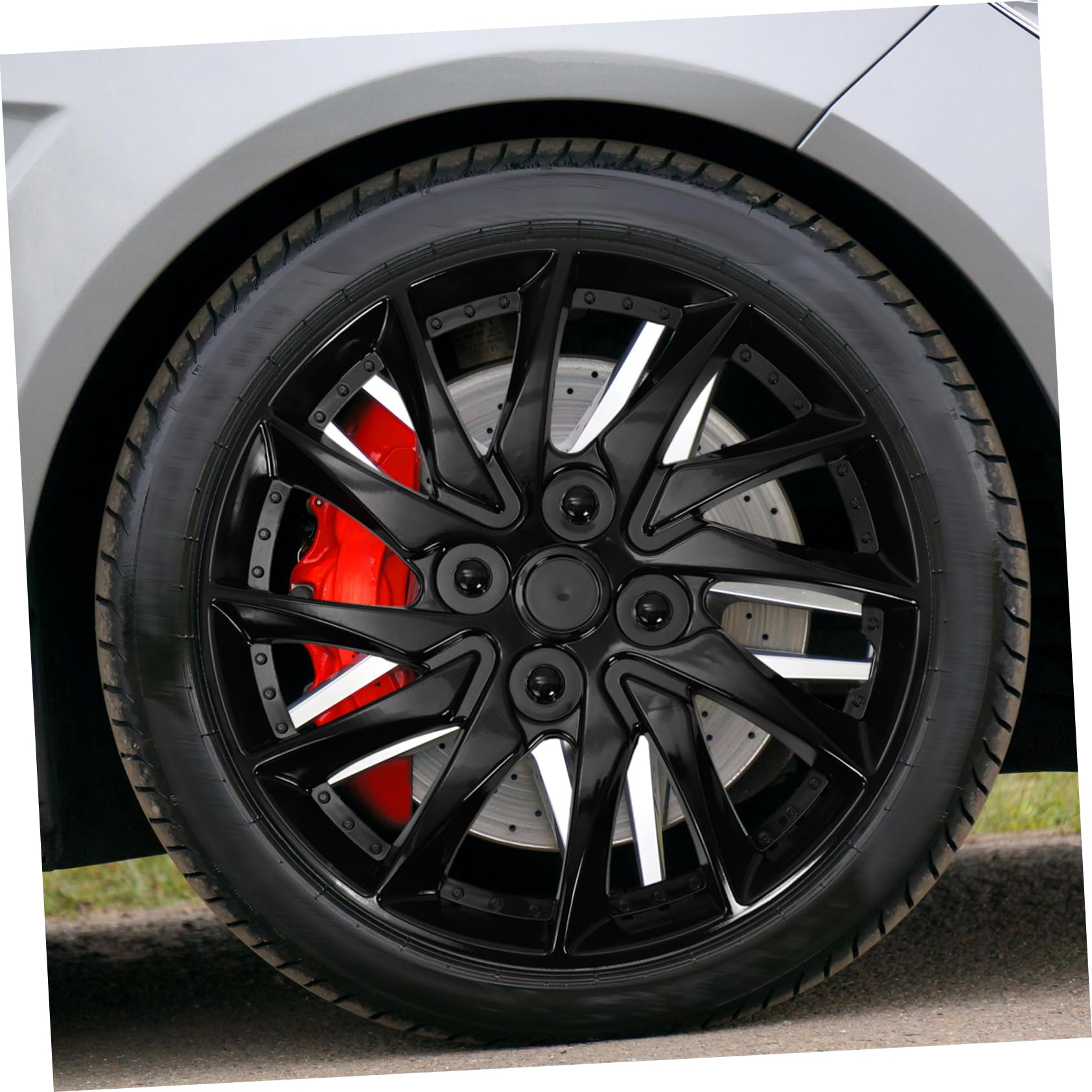 Gatuida Enjoliveur de Roue Voiture 14 Pouces Noir, Couvercle de Moyeu Unique, Accessoire Automobile Protection Jante Acier, Remplacement Enjoliveur Perdu, Usage Voiture Tous Modèles