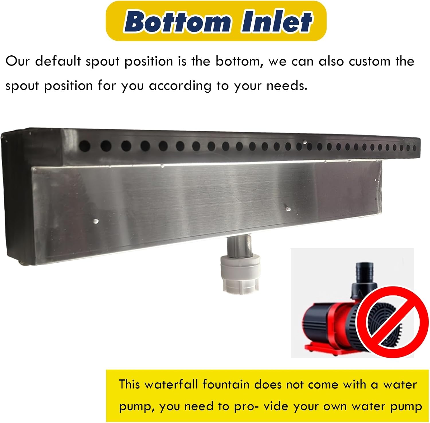 Customizable 50in Pool Fountain Kit - Outdoor Waterfall Spillway for Garden & Patio, Includes Pipe Connector for Swimming Pools, Decorative Water Feature Overflow Outlet