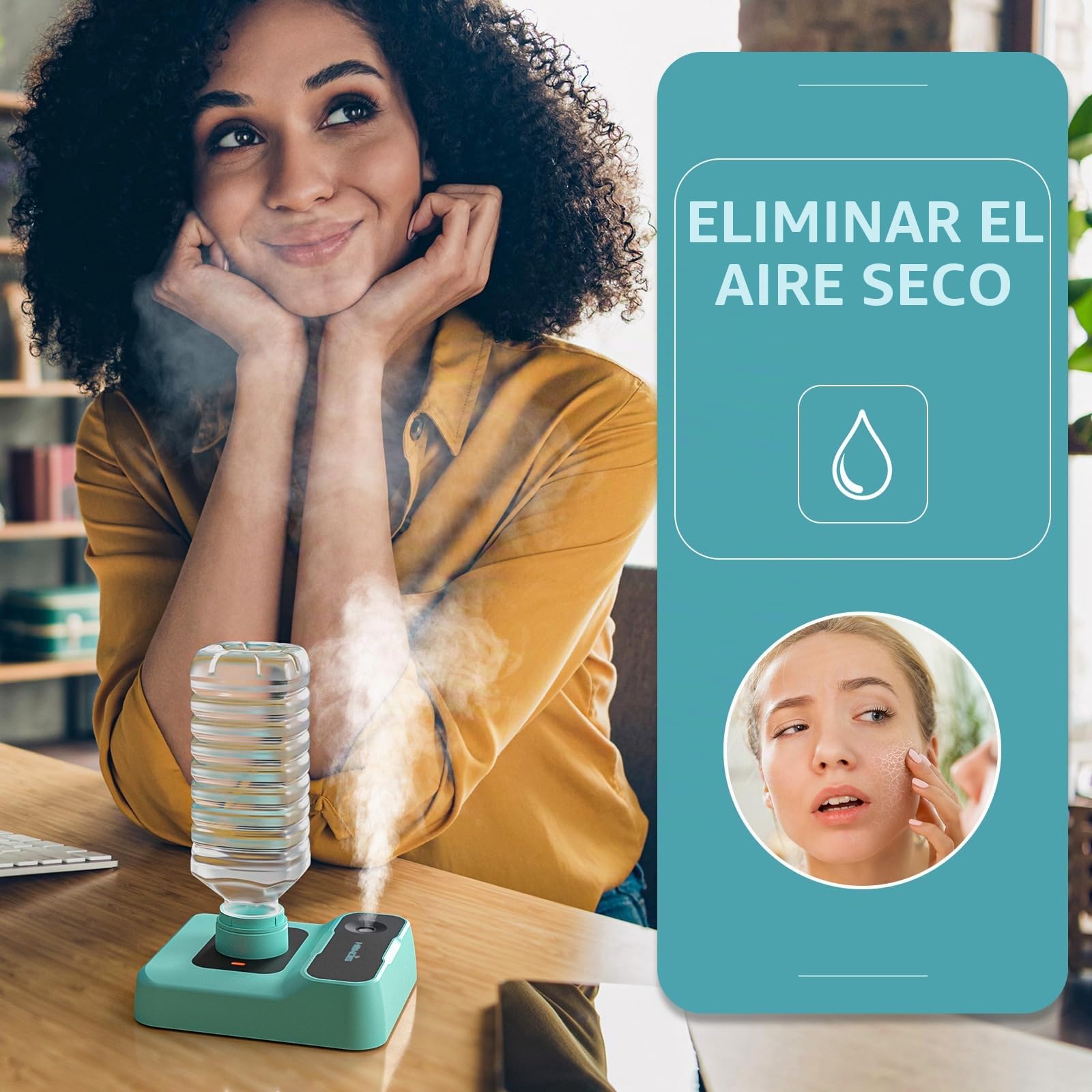Humidificador de viaje, humidificador pequeño portátil para plantas, dormitorio, oficina, hotel o coche, funciona con pilas, mini humidificadores de niebla fría, silencioso 23 dB, apagado