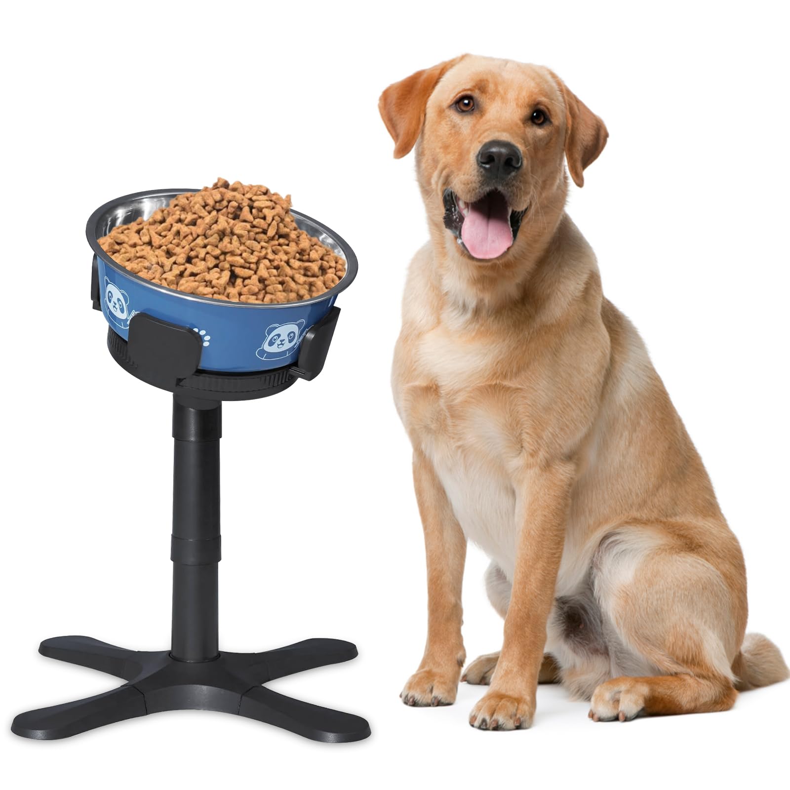 Infreecs Raised Dog Bowl, Elevated Dog Bowls Stand with Stainless Steel Dog Food Bowl, Dog Feeding Station with 3 Adjustable Heights and Tilted, Non-Slip Pet Bowls For Small/Medium/Large Dog